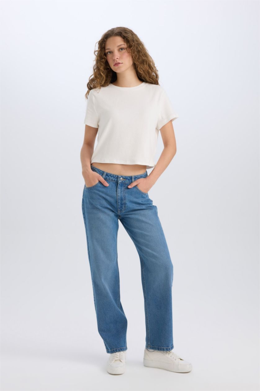 حريمي أزرق بنطلون جينز بوي فريند