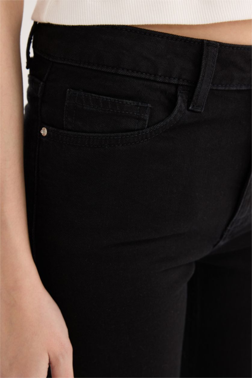 Kadın Siyah Mia Yüksek Bel Düz Paça Cepli Jean Pantolon