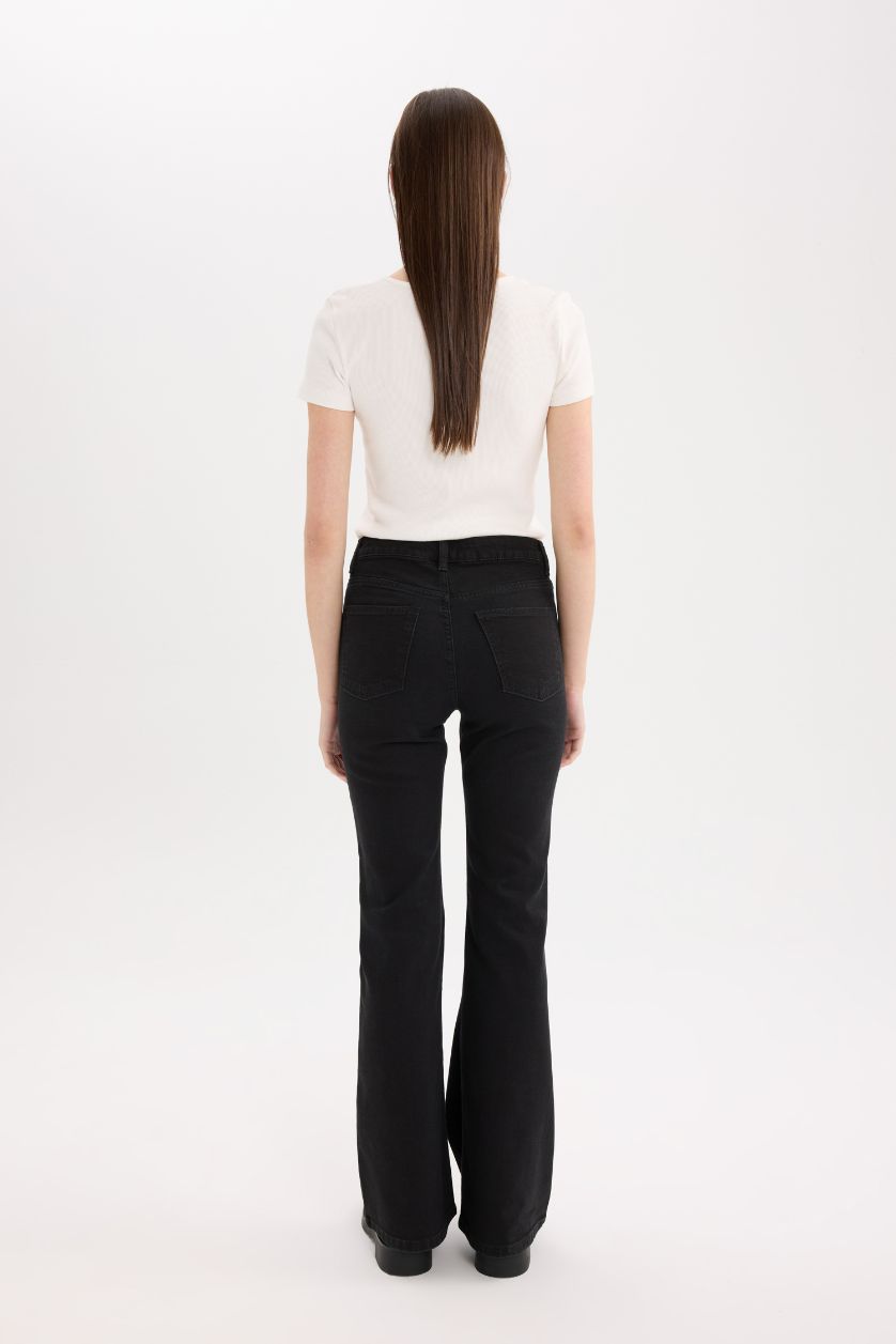 Kadın Siyah Mia Yüksek Bel Düz Paça Cepli Jean Pantolon