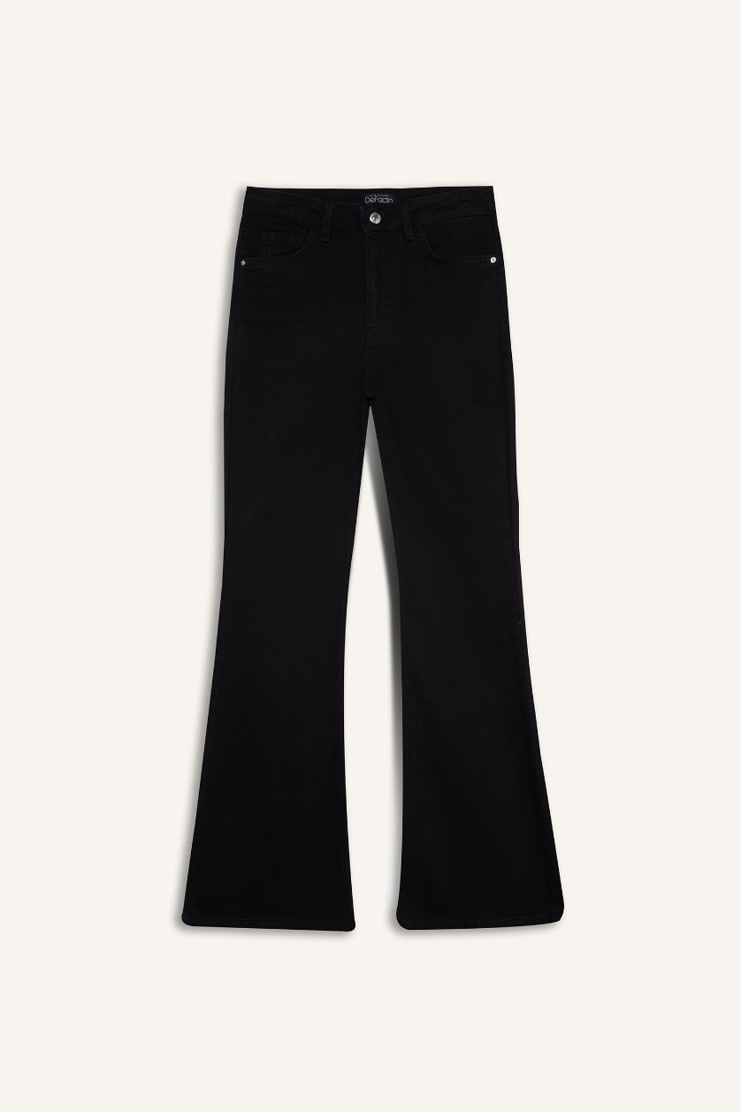 Kadın Siyah Mia Yüksek Bel Düz Paça Cepli Jean Pantolon
