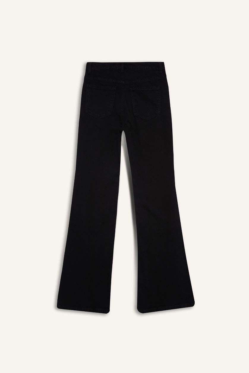 Kadın Siyah Mia Yüksek Bel Düz Paça Cepli Jean Pantolon