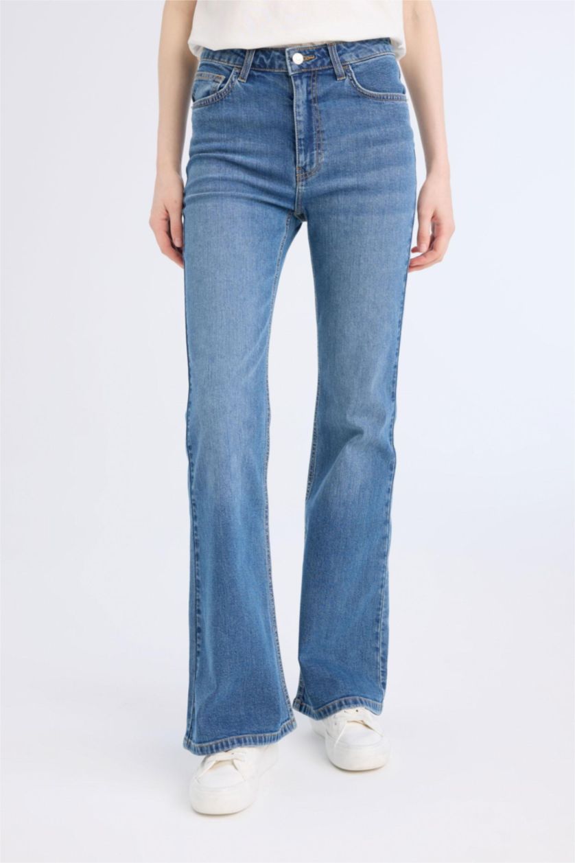 نساء أزرق بنطرون جينز ميا برجل واسع وايد ليج