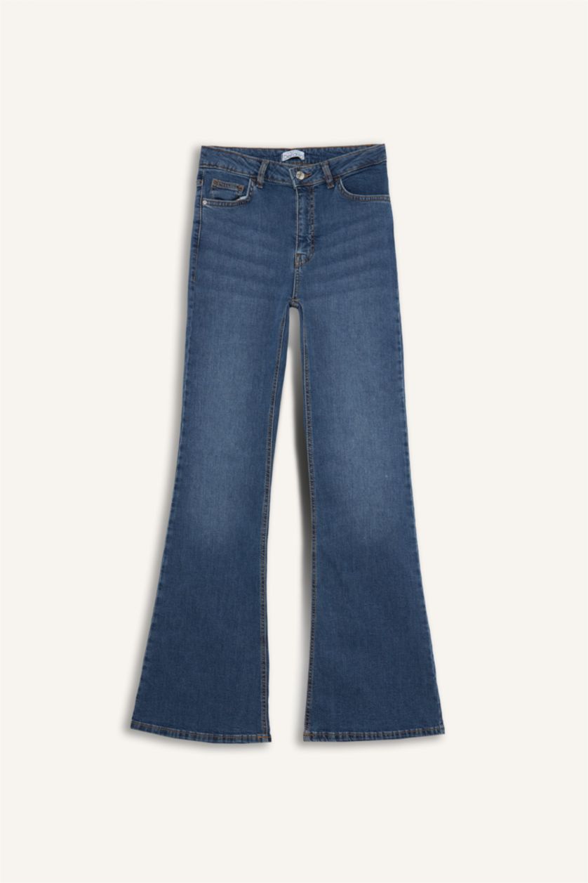 نساء أزرق بنطرون جينز ميا برجل واسع وايد ليج