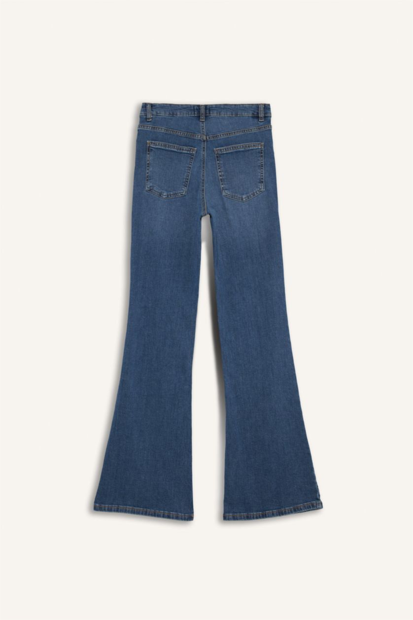 نساء أزرق بنطرون جينز ميا برجل واسع وايد ليج