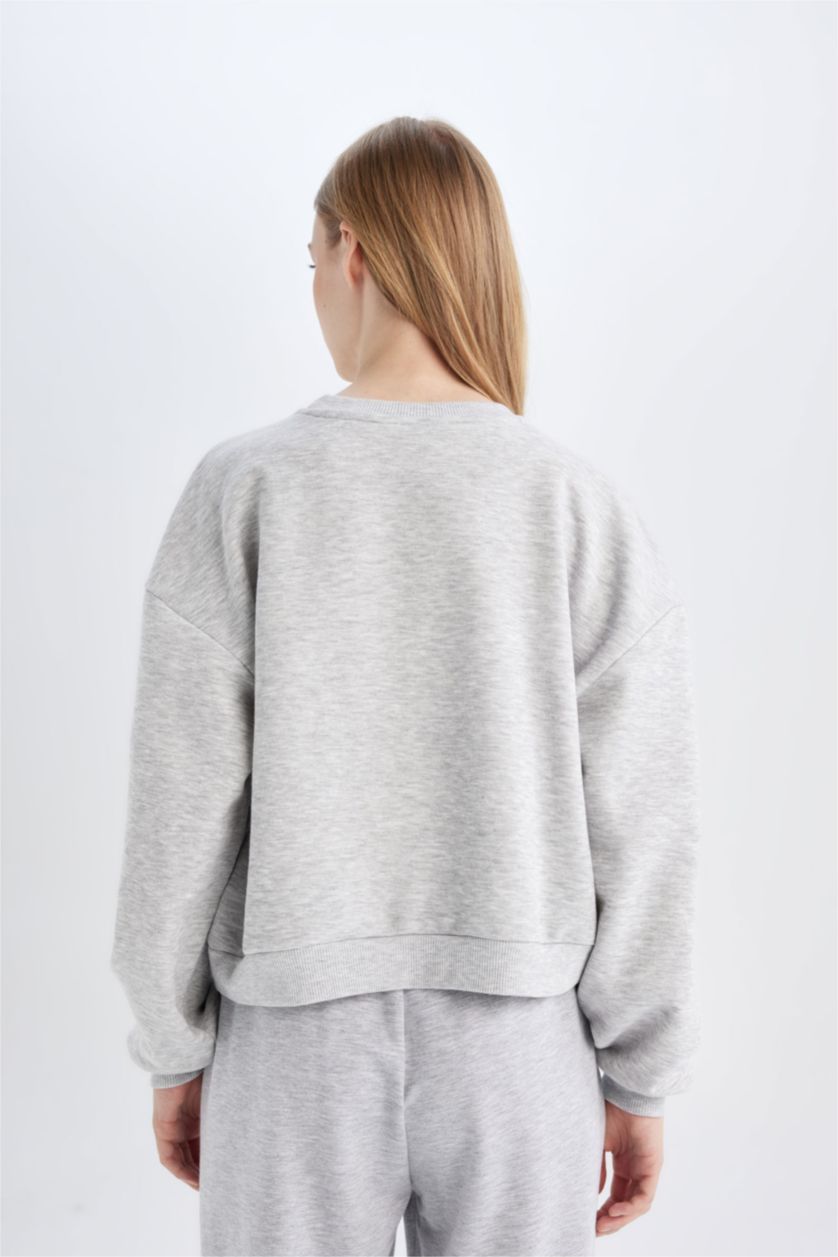 نساء ميلانج رمادي Regular Fit Thick Sweatshirt Fabric Sweatshirt
