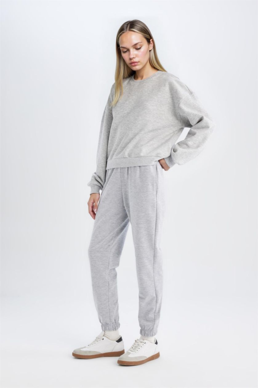 Әйелдерге Сұр Меланж джоггер пішімі 2 жіп Шалбар