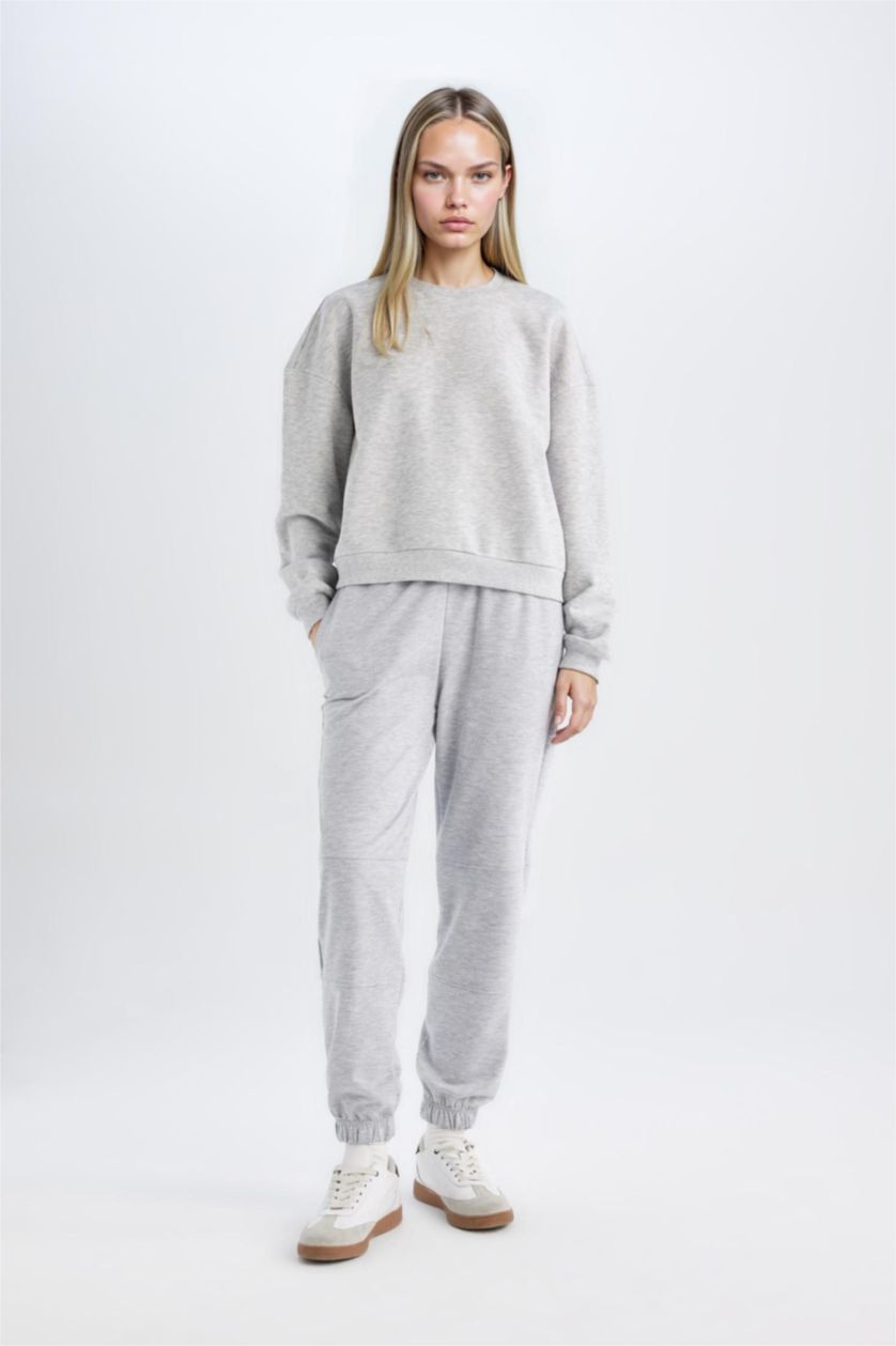 Әйелдерге Сұр Меланж джоггер пішімі 2 жіп Шалбар