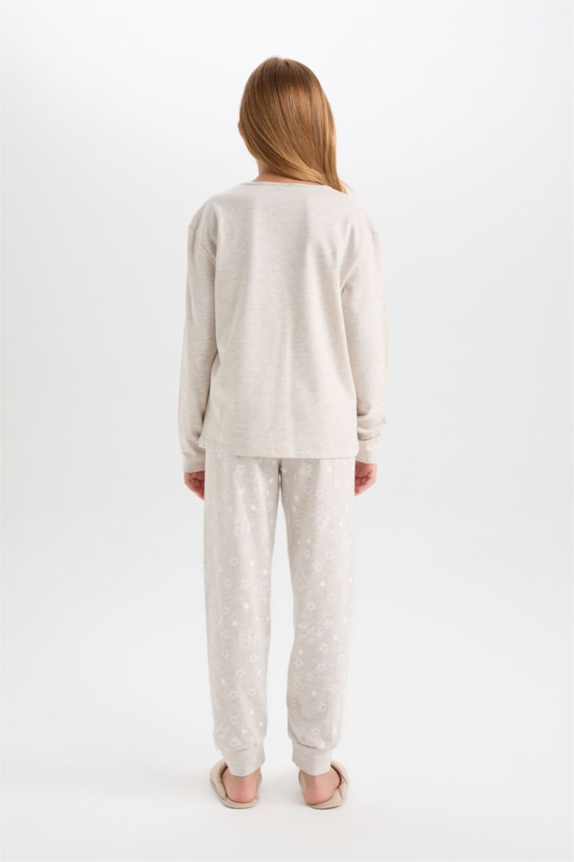 FILLES Écru Ensemble Pyjama pour Fille à manches longues imprimé et Bas avec taille élastique