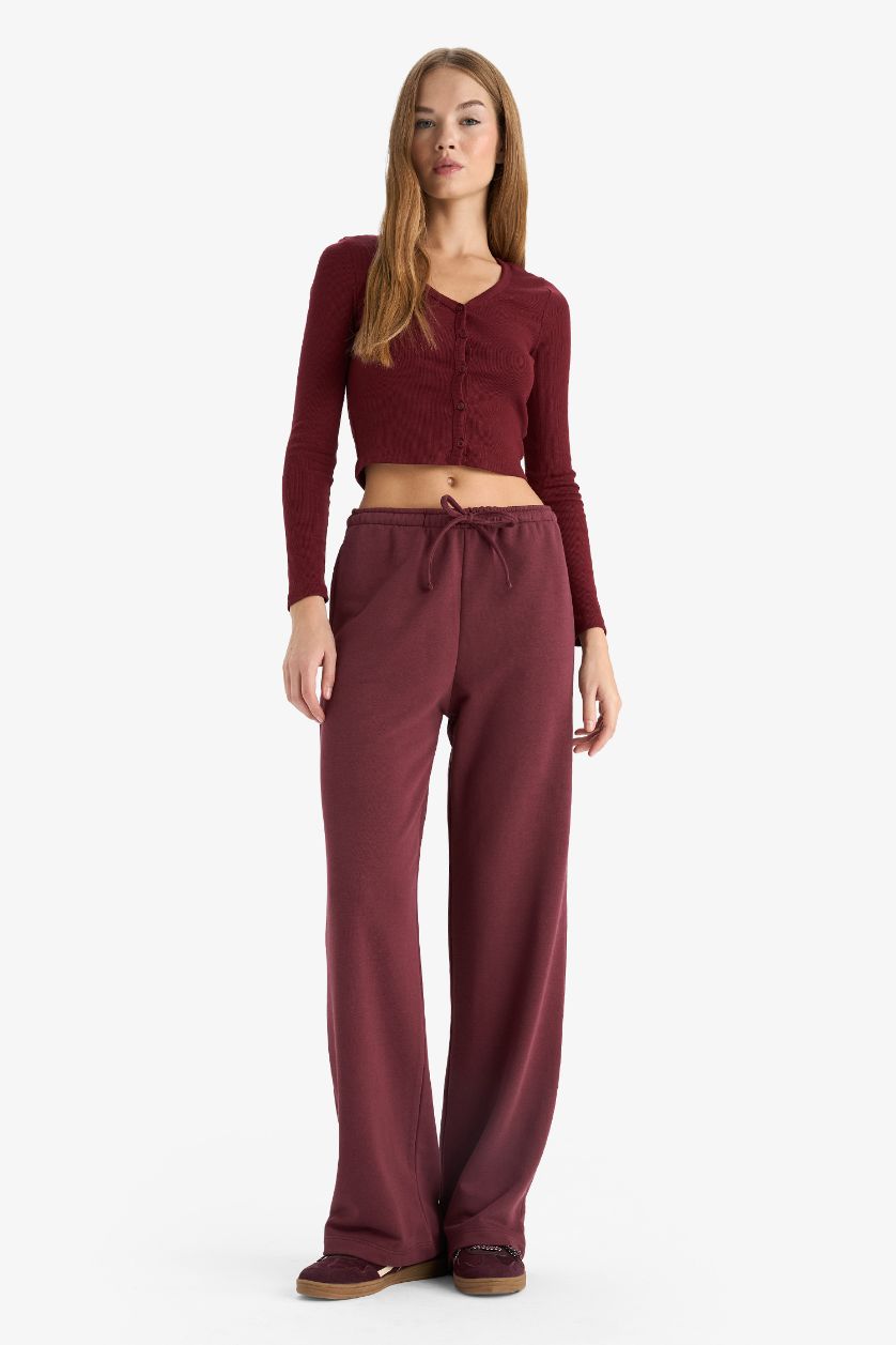 Woman Bordeaux Straight Fit Trousers