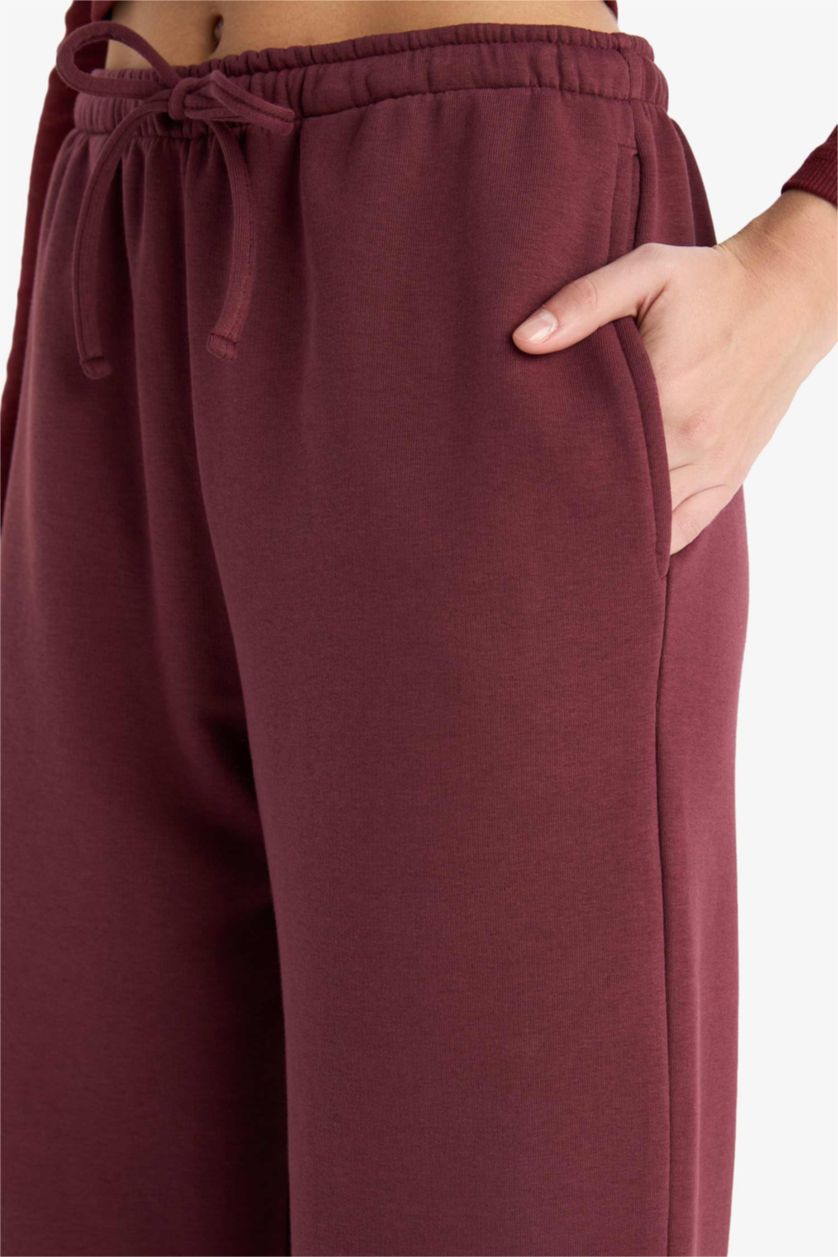 Woman Bordeaux Straight Fit Trousers