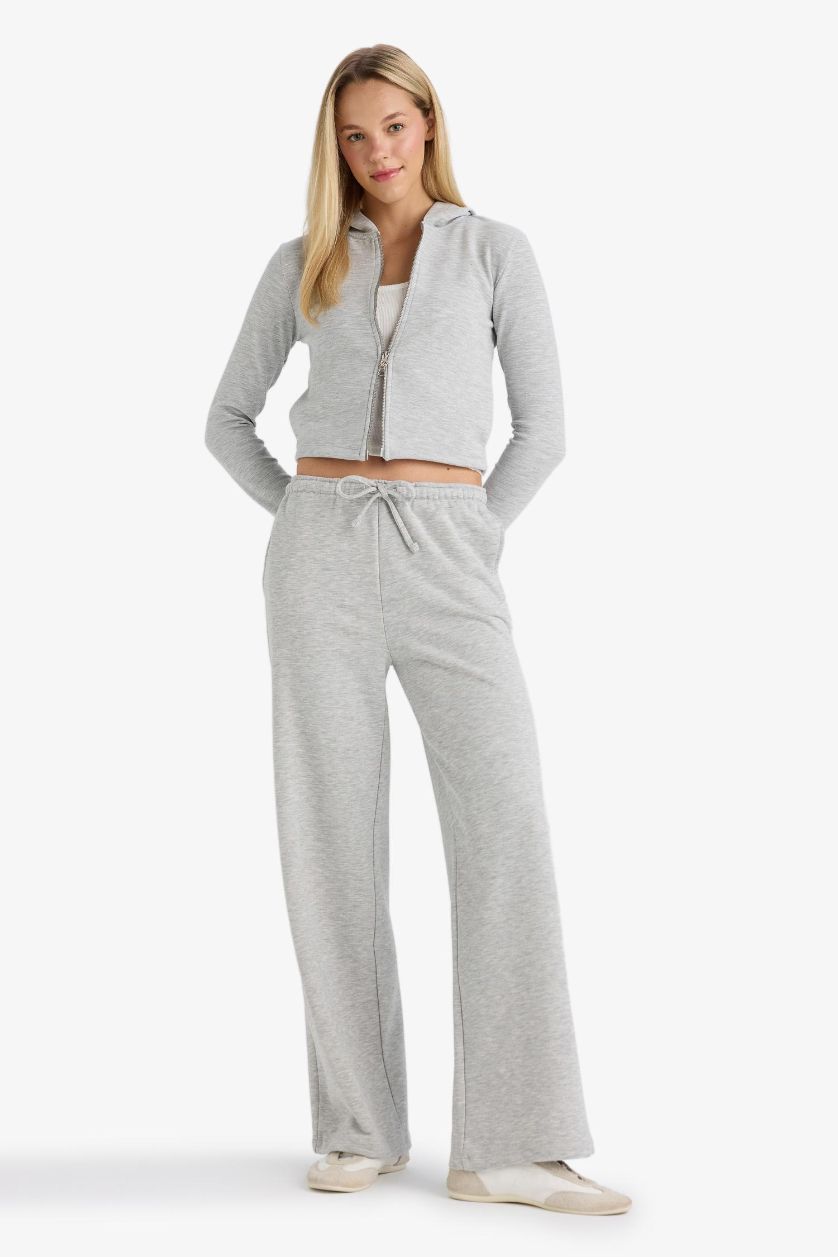 WOMAN Grey Melange Straight Fit Trousers
