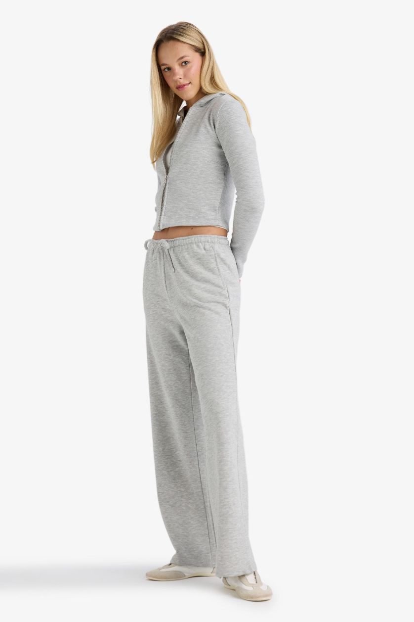WOMAN Grey Melange Straight Fit Trousers