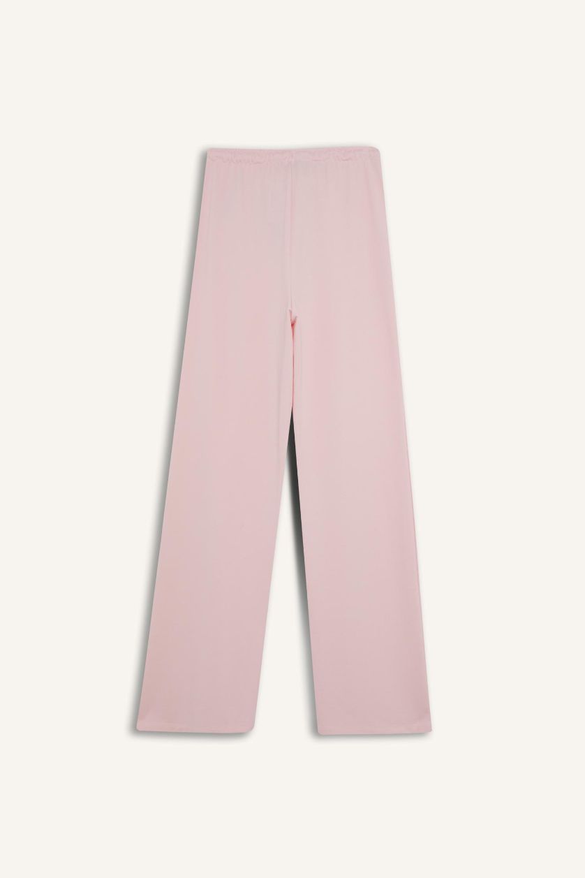 WOMAN Pink Straight Fit Wide Leg Basic Pocketed Sweatpants