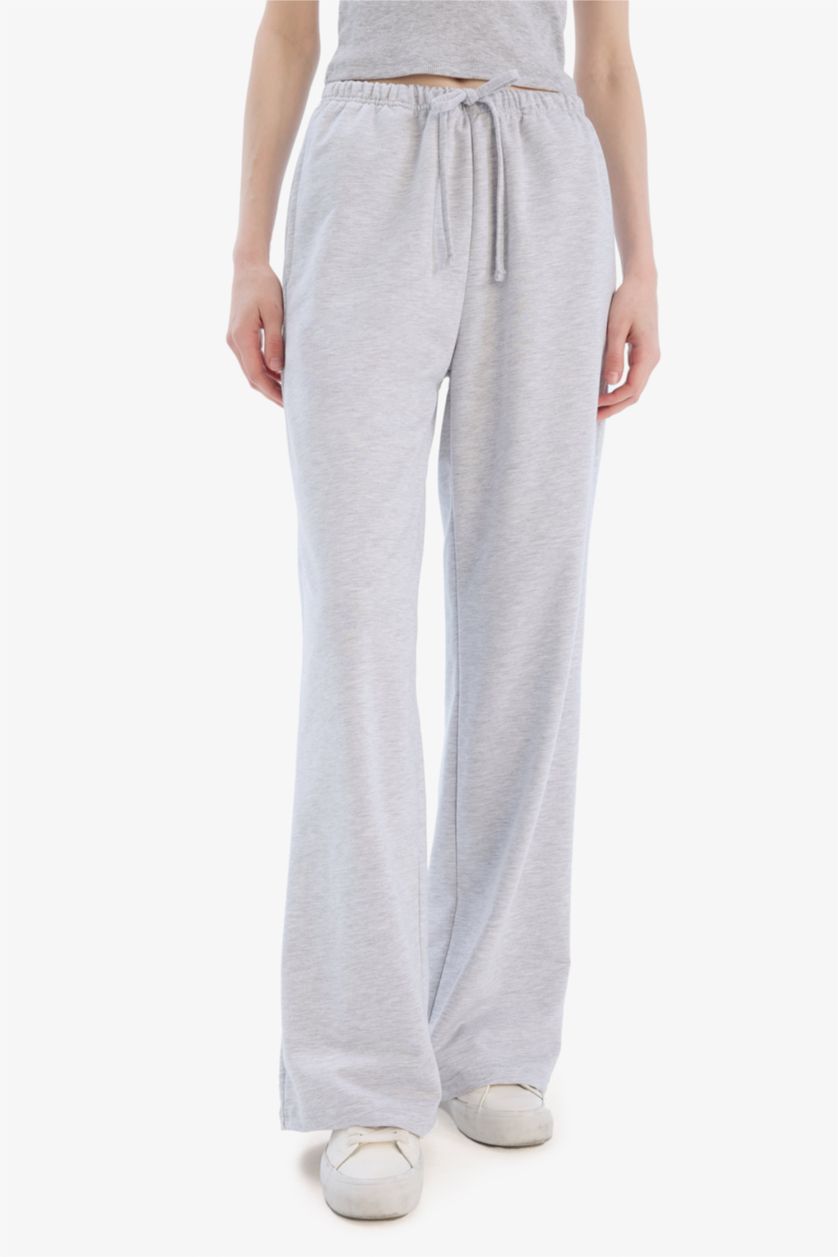 Women Grey Melange Straight Fit Trousers