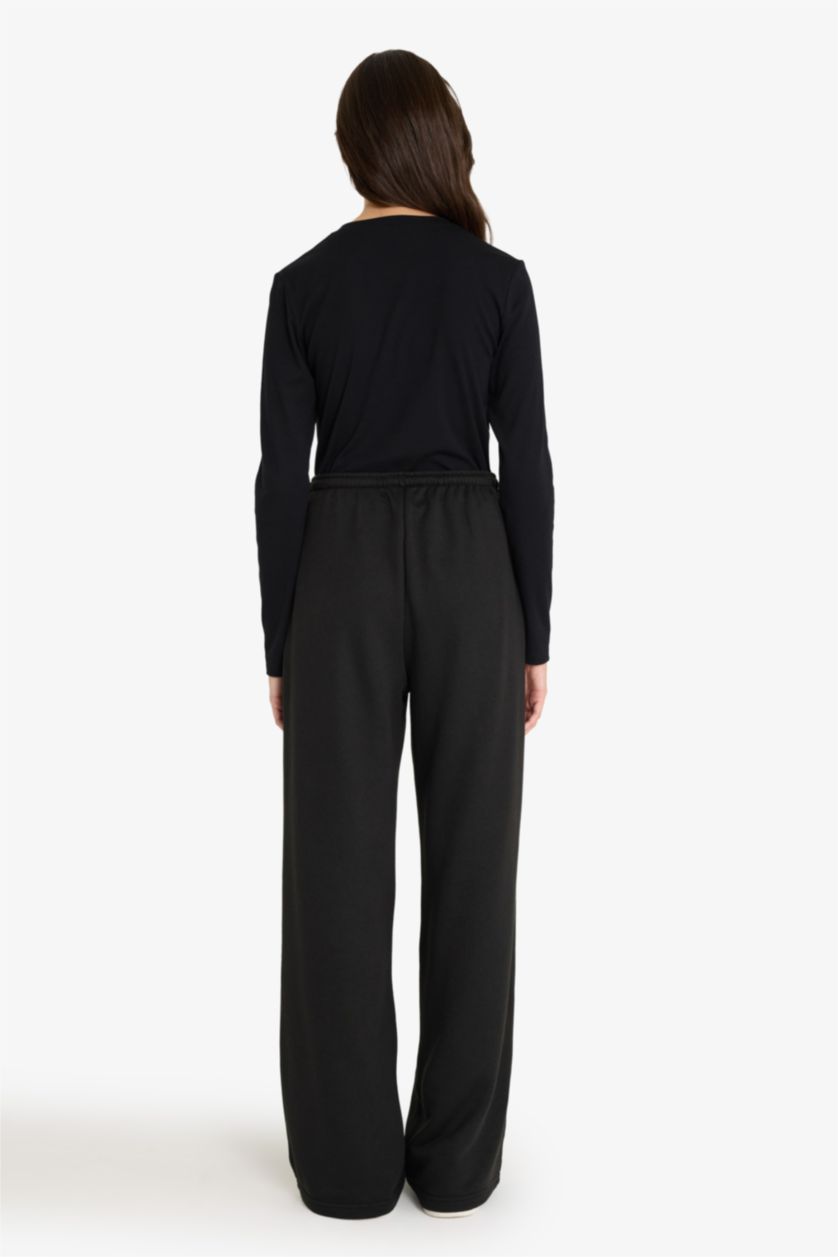 WOMAN Black Straight Fit Basic Sweatpants