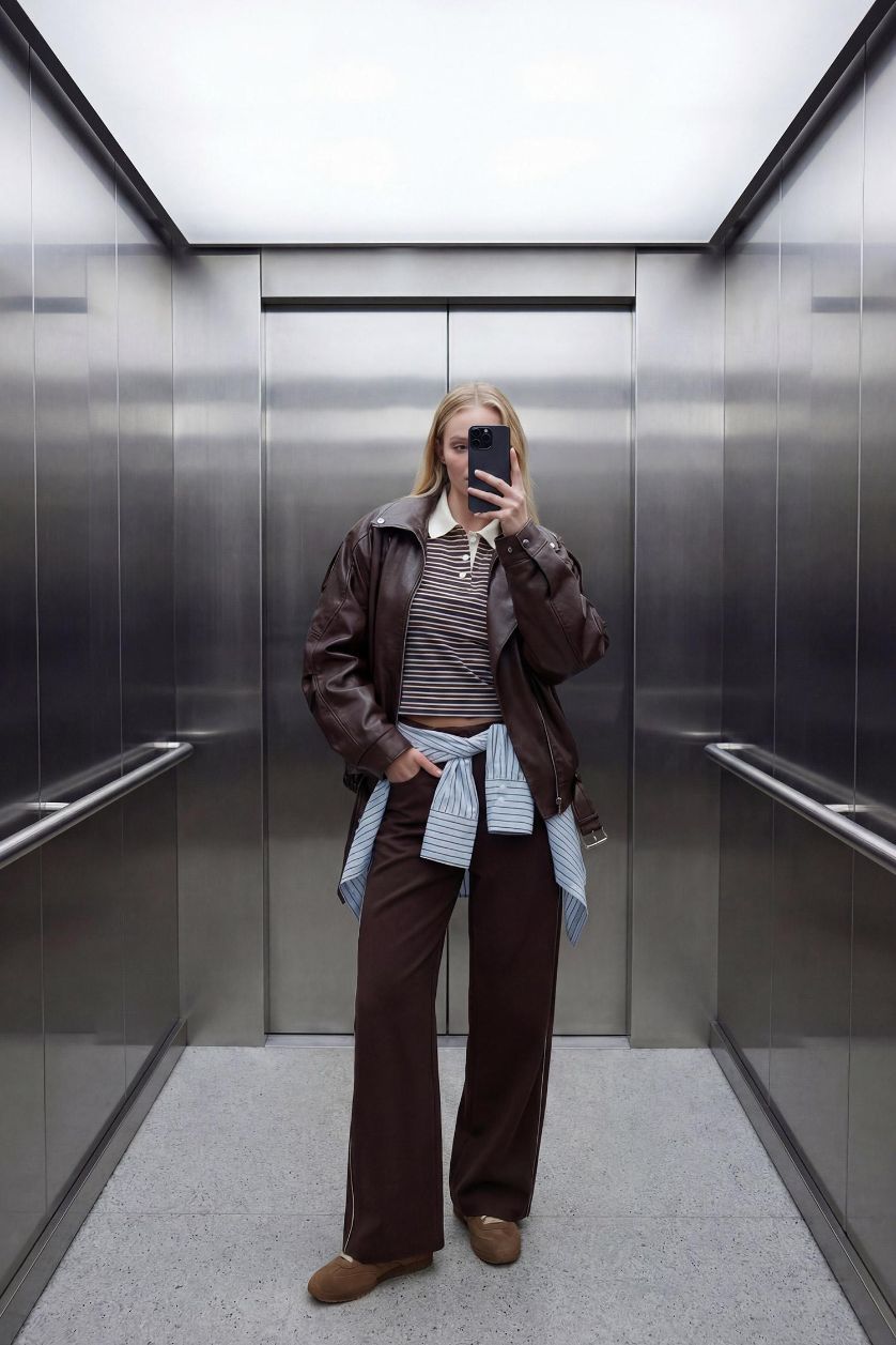 Woman Brown Straight Fit Straight Leg Trousers