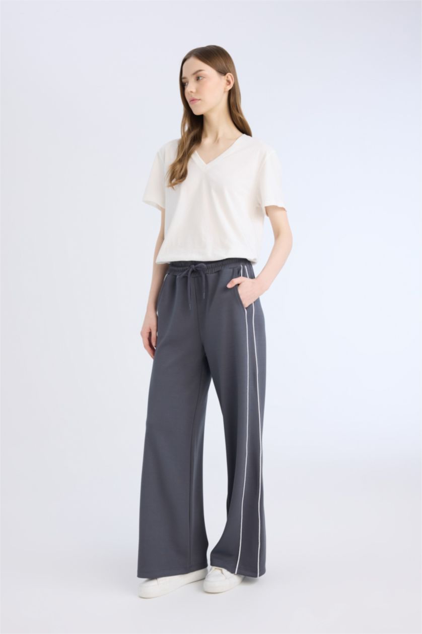 Woman Anthracite Straight Fit Pocketed Long Length Sweatpants