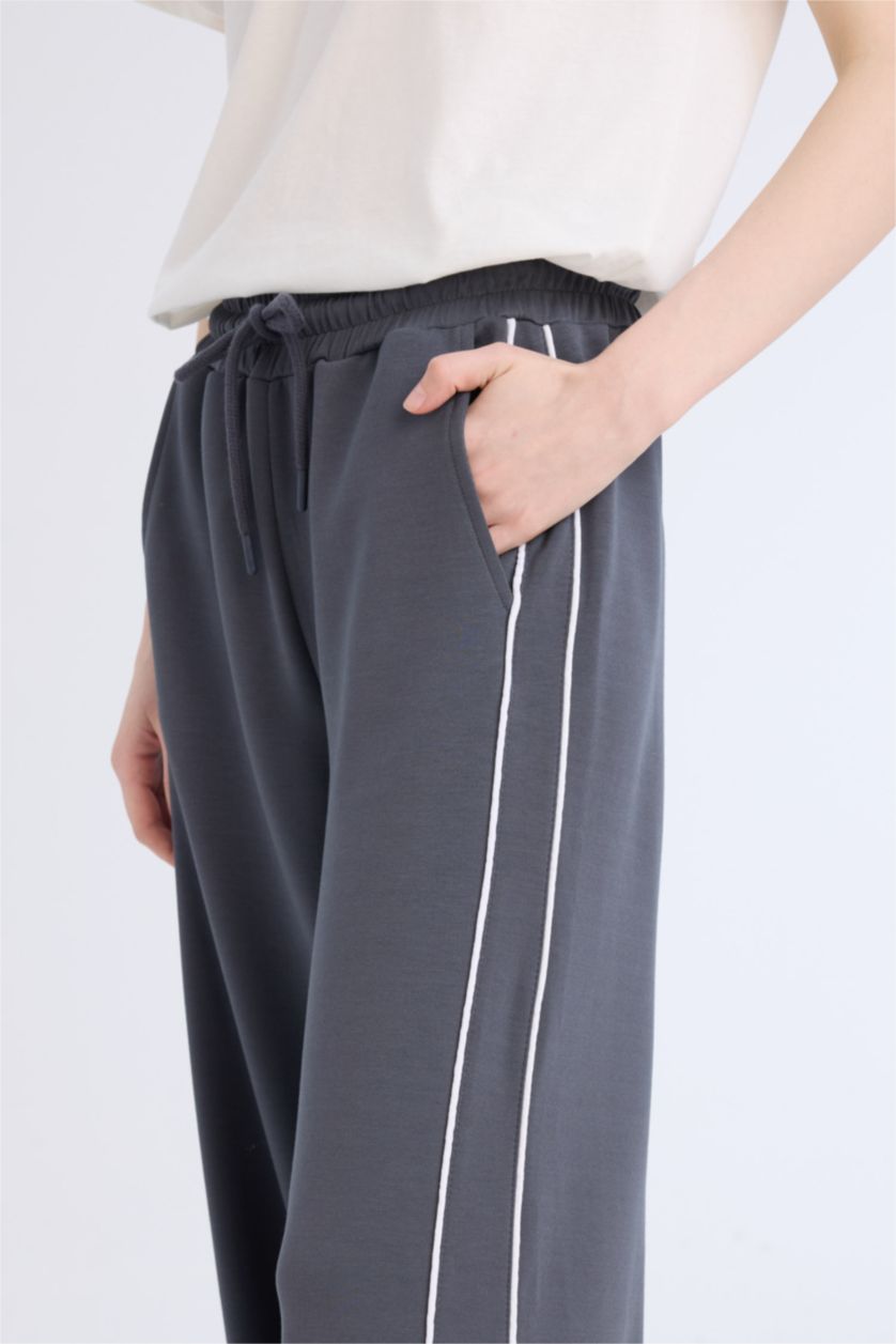 Woman Anthracite Straight Fit Pocketed Long Length Sweatpants