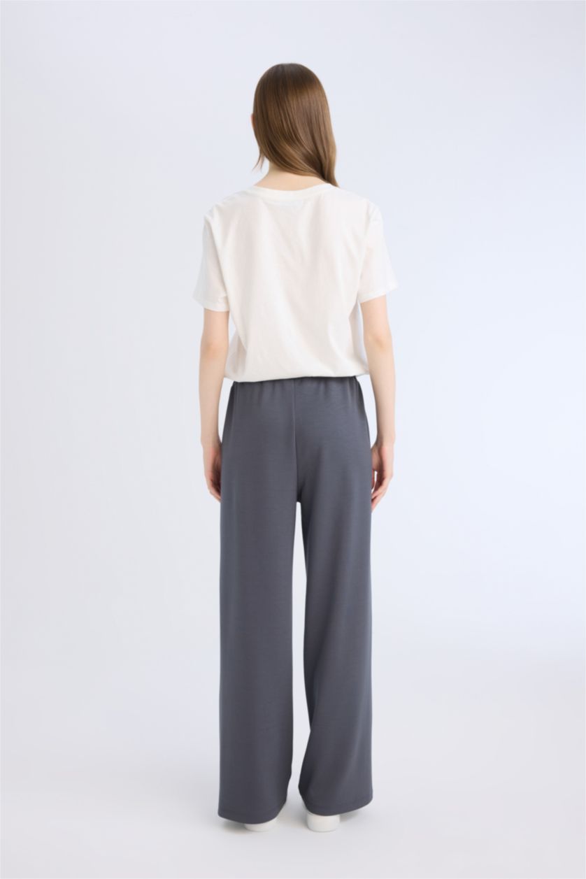 Woman Anthracite Straight Fit Pocketed Long Length Sweatpants