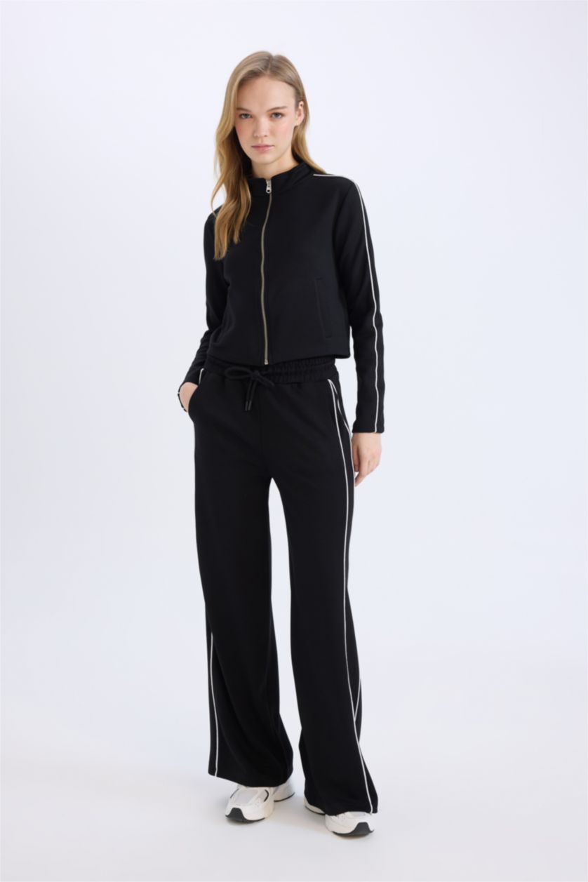 FEMME Noir Cardigan slim en Modal à demi-col roulé