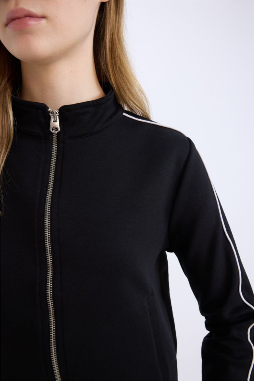 FEMME Noir Cardigan slim en Modal à demi-col roulé