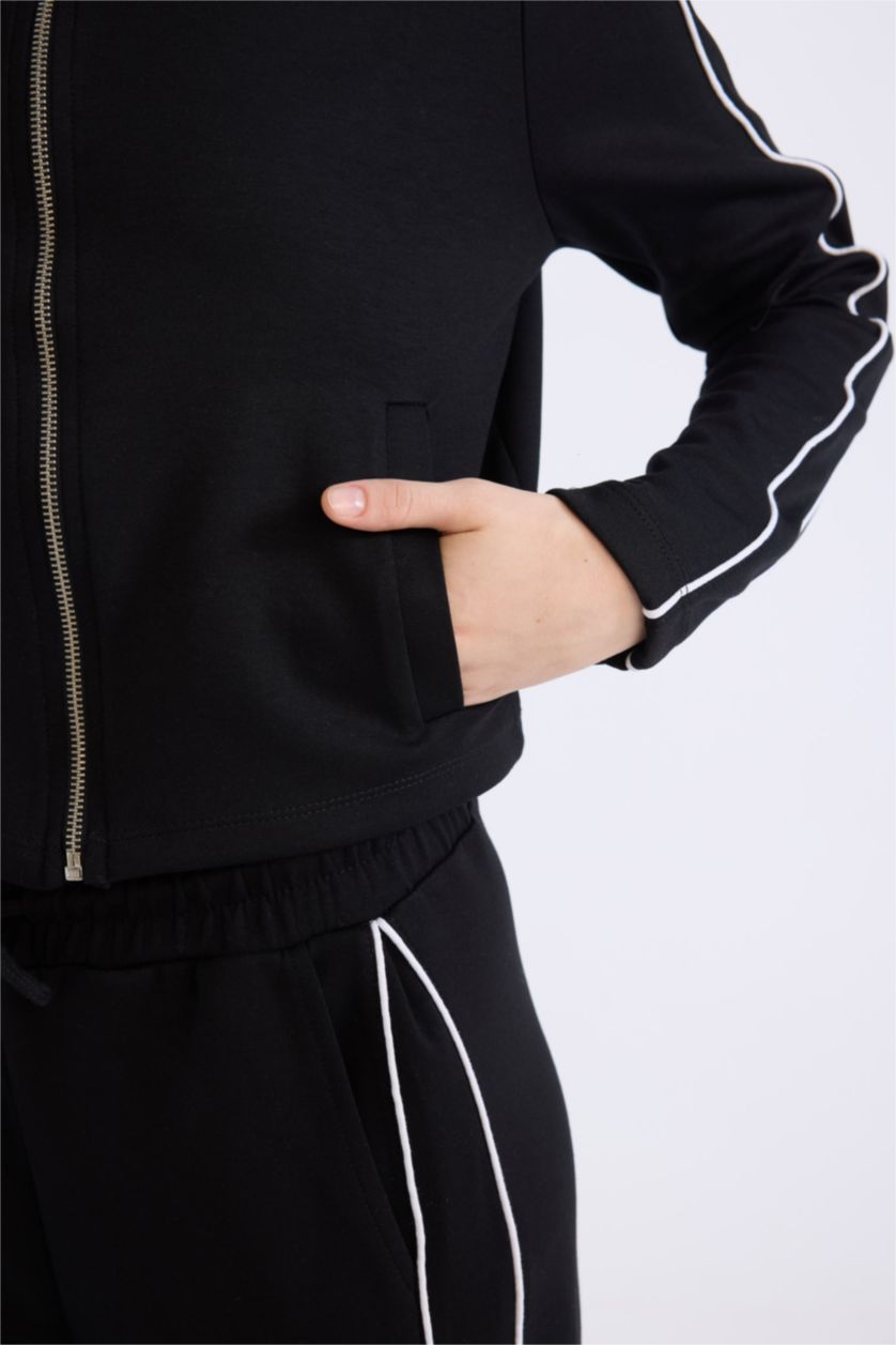 FEMME Noir Cardigan slim en Modal à demi-col roulé