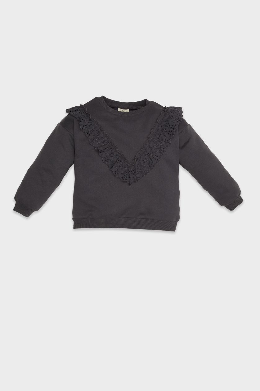 طفلة صغيرة أنثرا سويت شيرت قصة عادية برقبة مستديرة للبيبي بنت