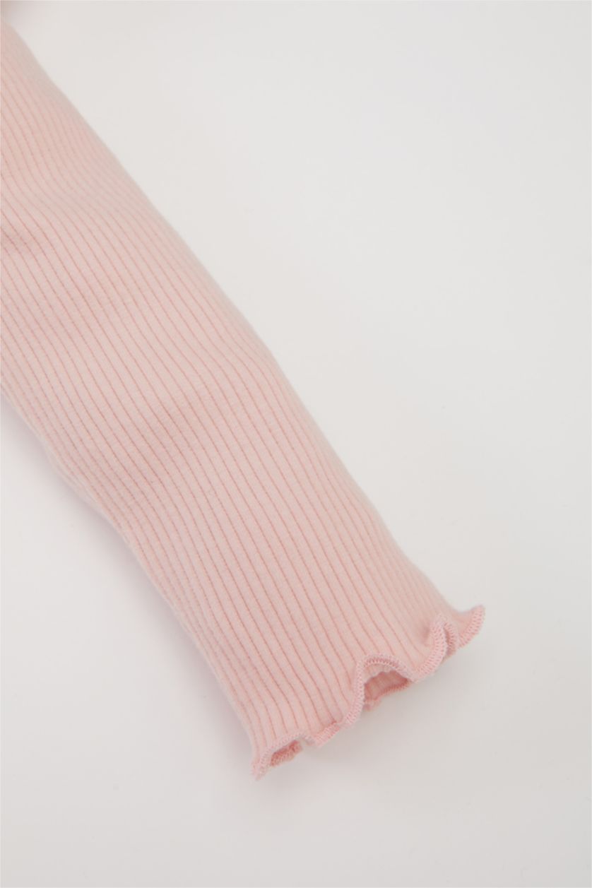 BABY GIRL Pink Baby Girl Crew Neck Printed Corduroy T-Shirt