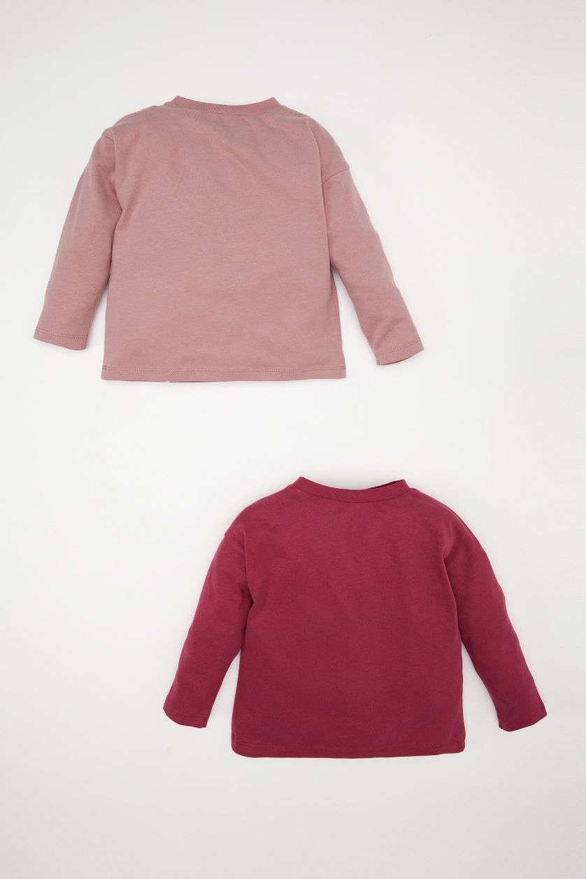 Baby Girl Bordeaux Baby Girl Crew Neck Christmas Themed 2 Piece T-shirt