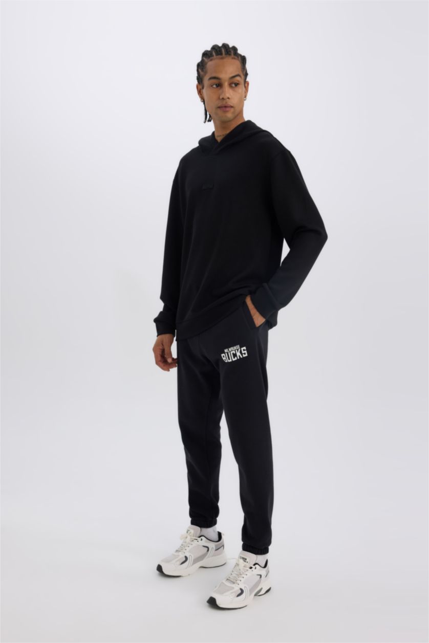 MAN Black DeFactoFit NBA Milwaukee Bucks Thick Sports Jogger Sweatpants