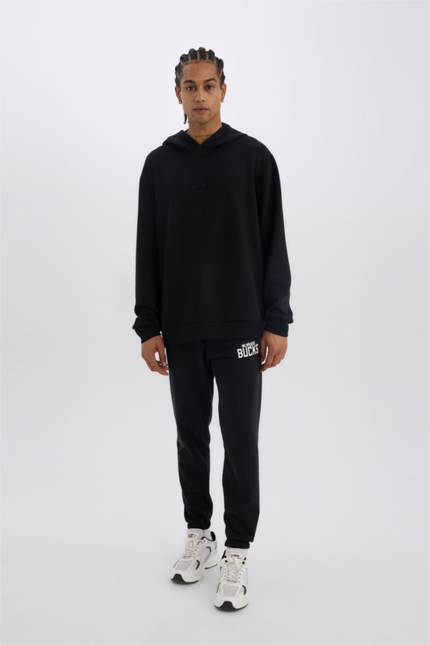 MAN Black DeFactoFit NBA Milwaukee Bucks Thick Sports Jogger Sweatpants