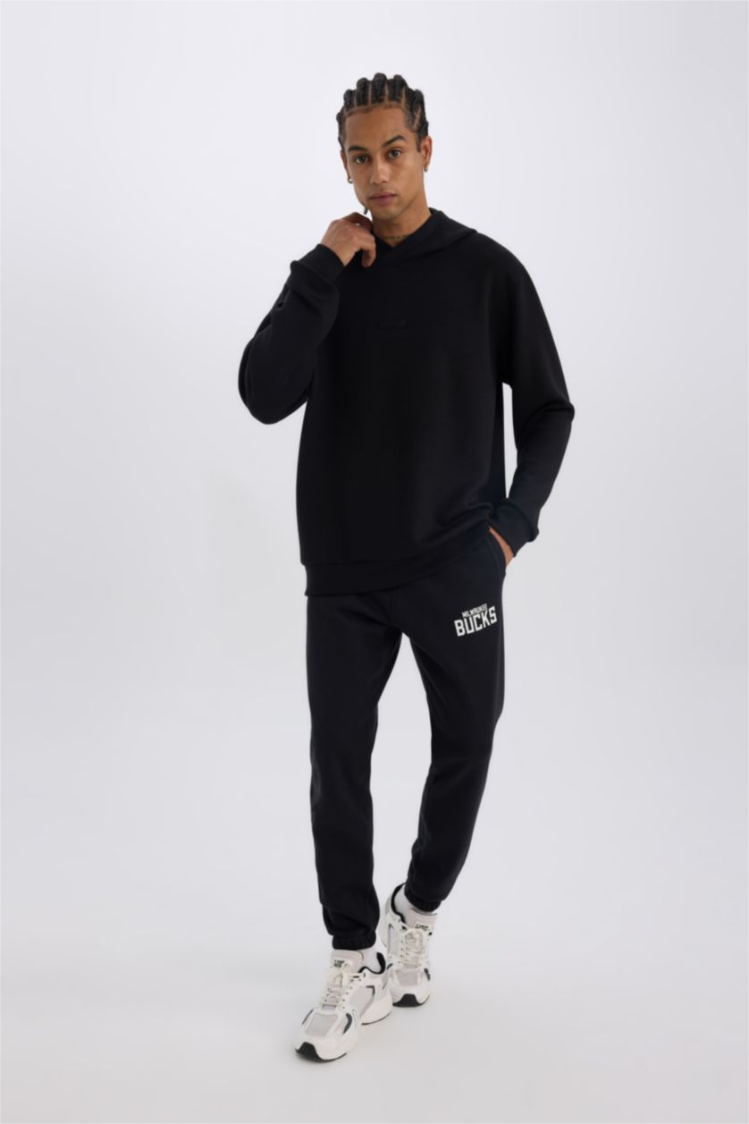 MAN Black DeFactoFit NBA Milwaukee Bucks Thick Sports Jogger Sweatpants