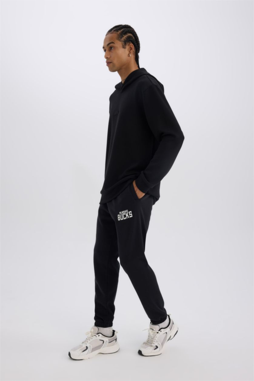 MAN Black DeFactoFit NBA Milwaukee Bucks Thick Sports Jogger Sweatpants