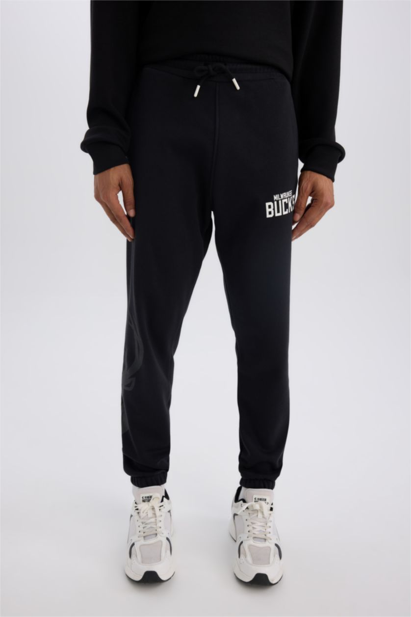 MAN Black DeFactoFit NBA Milwaukee Bucks Thick Sports Jogger Sweatpants
