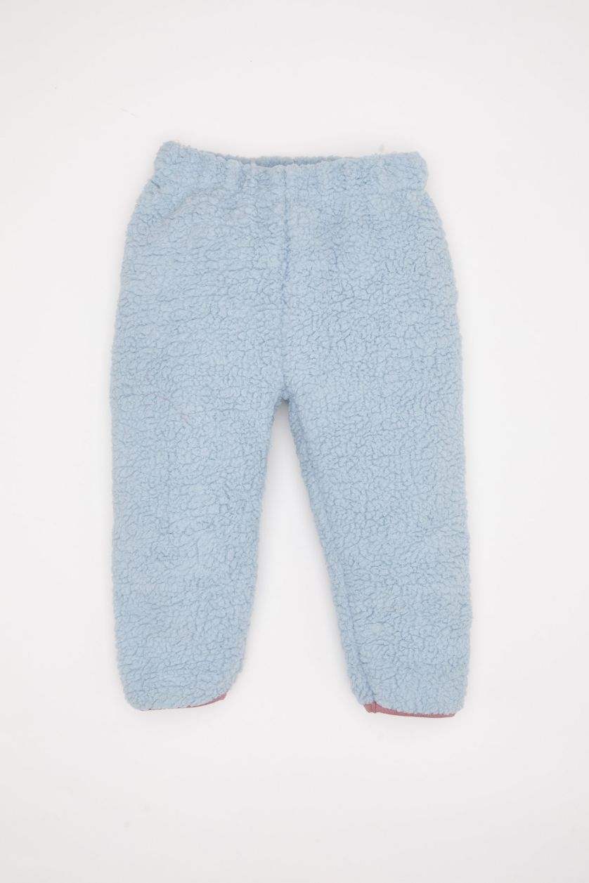 طفلة صغيرة أزرق فاتح طقم بيبي بناتي قطيفة قصة عادية سويت شيرت وبنطلون - قطعتين