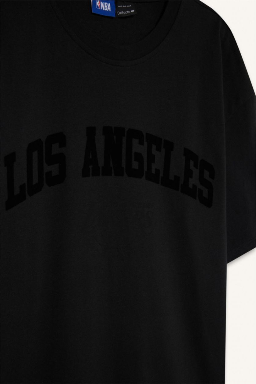 MAN Black DeFactoFit NBA Los Angeles Lakers Oversize Crew Neck Sports T-Shirt