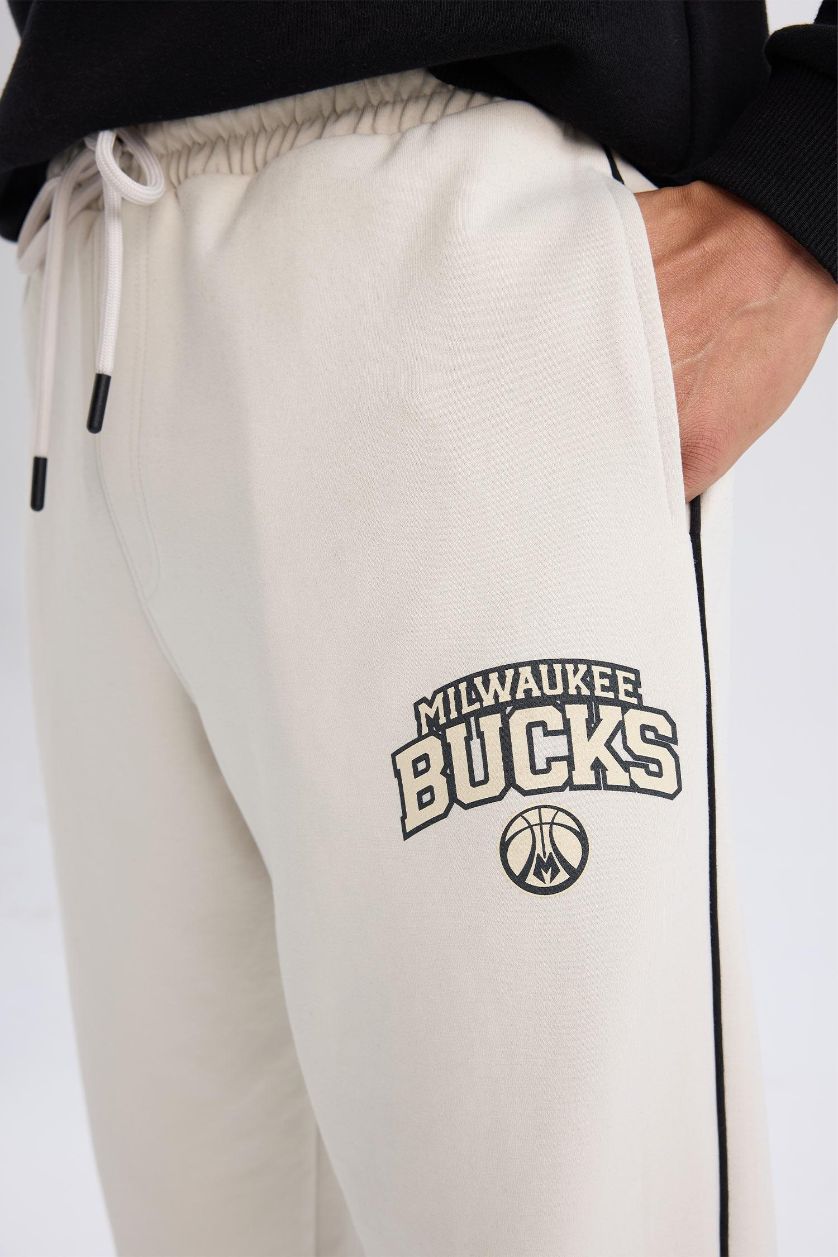 Мужчины Слоновая кость DeFactoFit NBA Milwaukee Bucks спортивные джоггеры