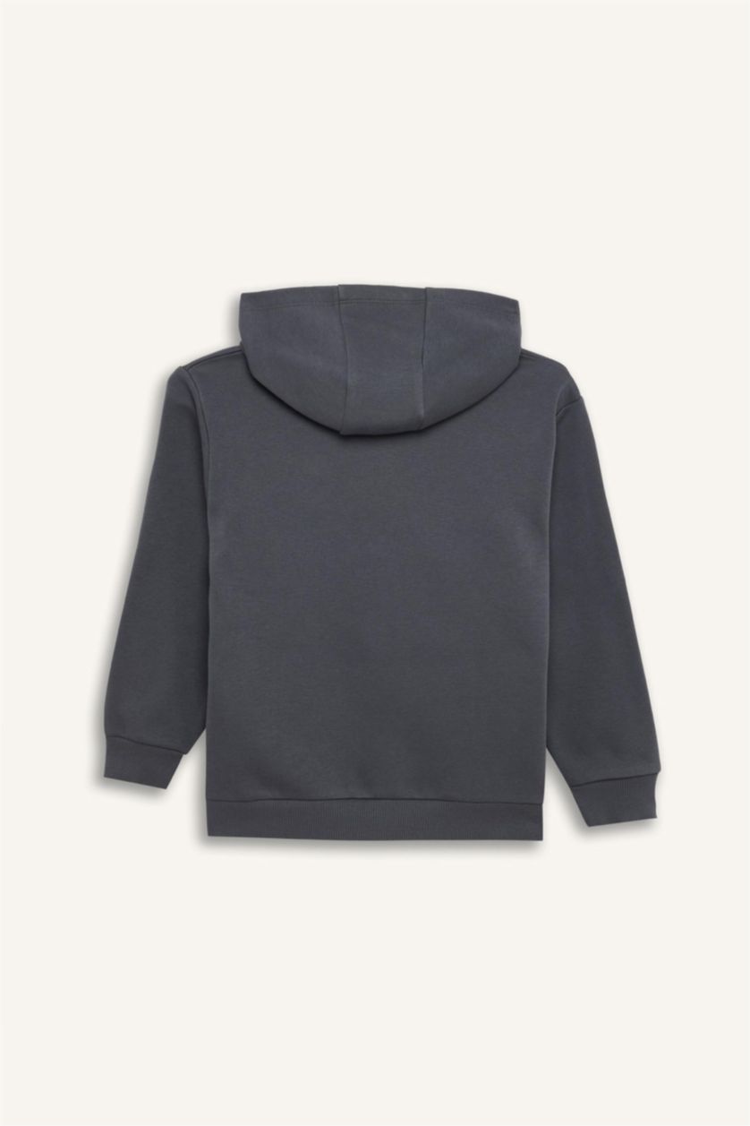 Erkek Çocuk - Genç Erkek Antrasit Batman Kapüşonlu Kanguru Cepli Sweatshirt Erkek Çocuk