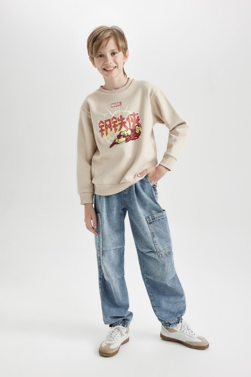 Erkek Çocuk - Genç Erkek Taş Marvel Comics Bisiklet Yaka Sweatshirt Erkek Çocuk