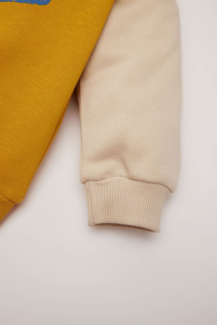 Baby Boy Dark Yellow Baby Boy Crew Neck Printed Sweatshirt