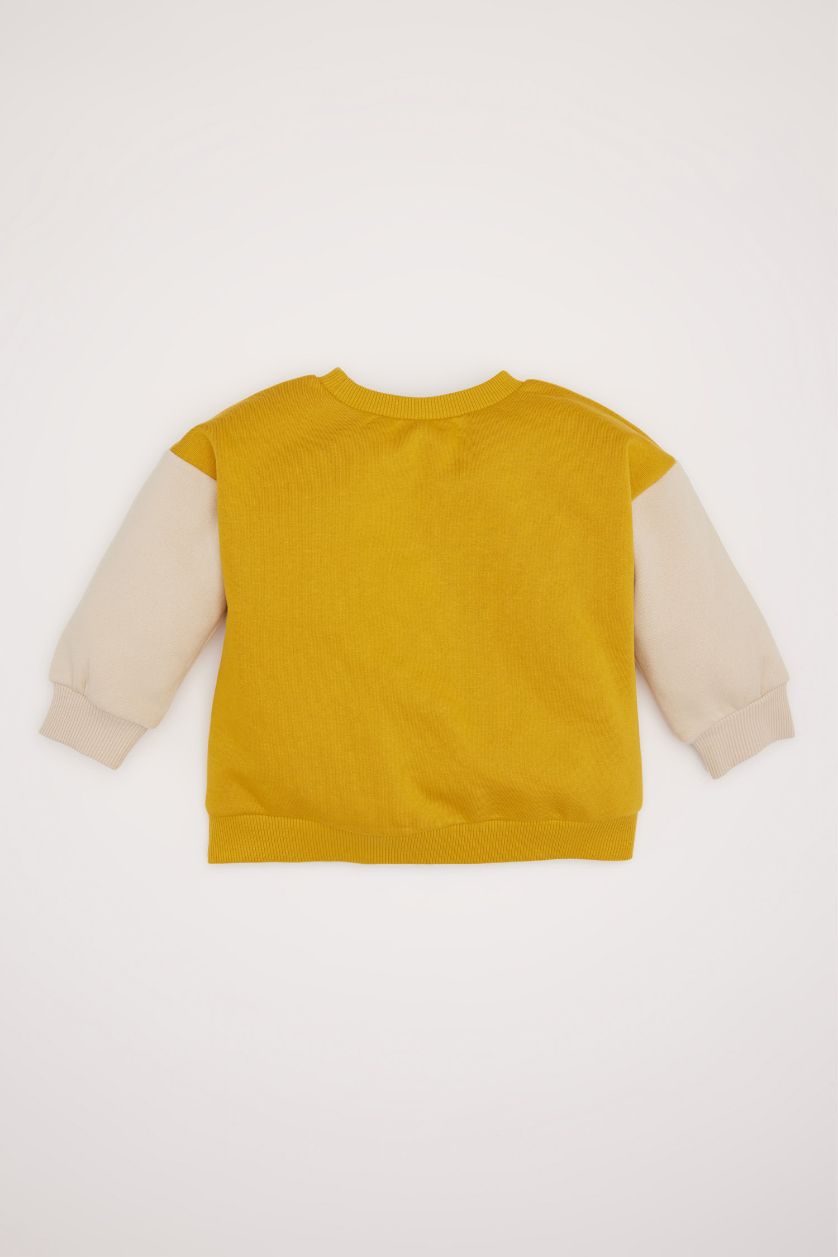 Baby Boy Dark Yellow Baby Boy Crew Neck Printed Sweatshirt