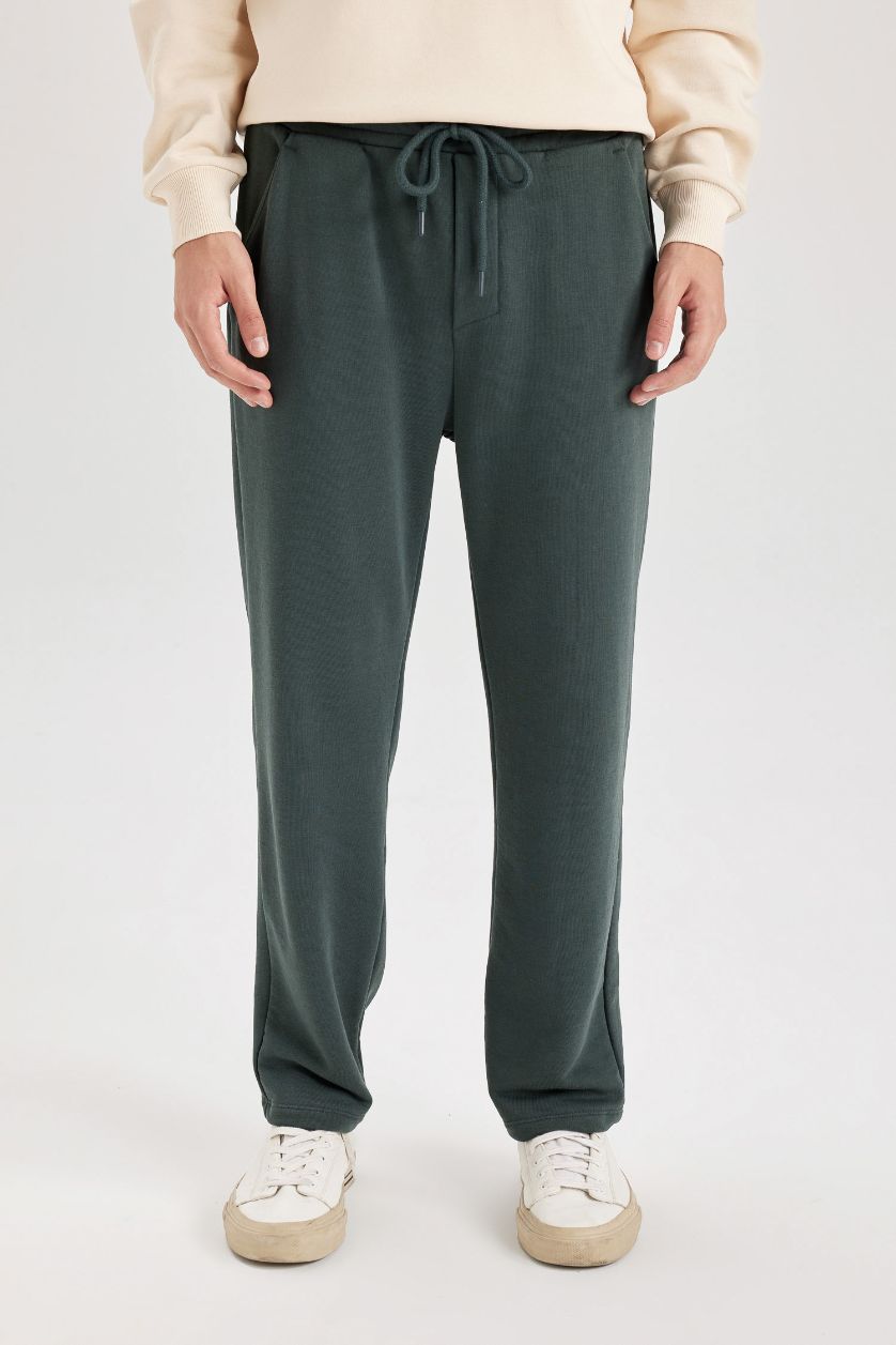 Erkek Koyu Petrol Regular Fit Eşofman Altı Pamuklu Düz Paça 