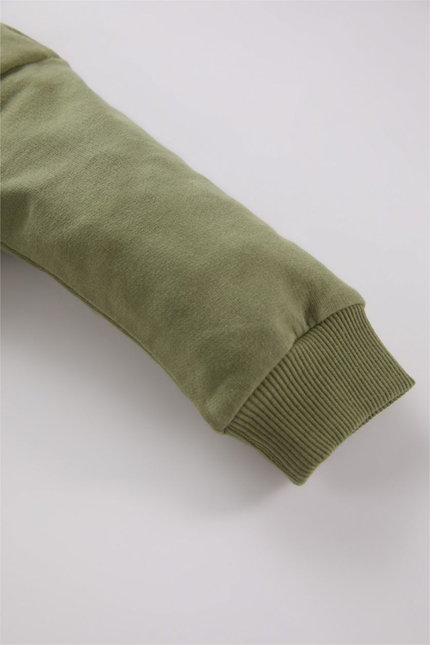 Erkek Bebek Haki Erkek Bebek 2'li Takım Baskılı Sweatshirt Beli Lastikli Alt