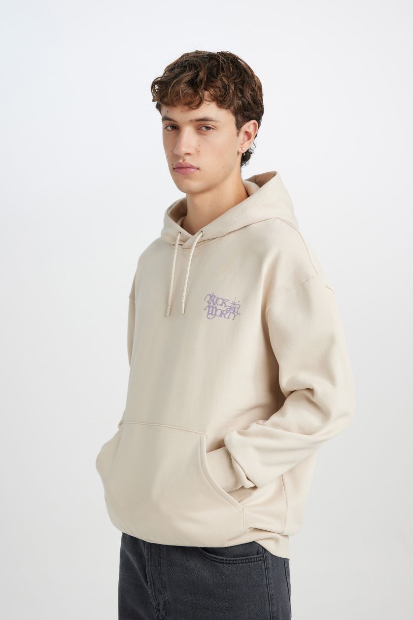 MAN Stone Rick and Morty Boxy Fit Printed Hoodie