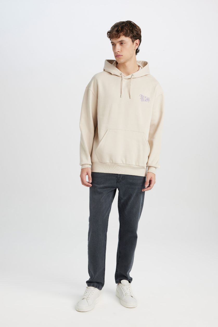 MAN Stone Rick and Morty Boxy Fit Printed Hoodie