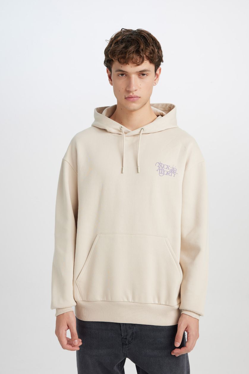 MAN Stone Rick and Morty Boxy Fit Printed Hoodie