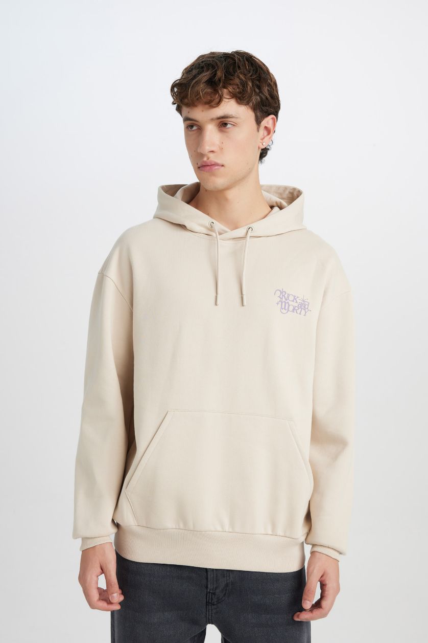 MAN Stone Rick and Morty Boxy Fit Printed Hoodie