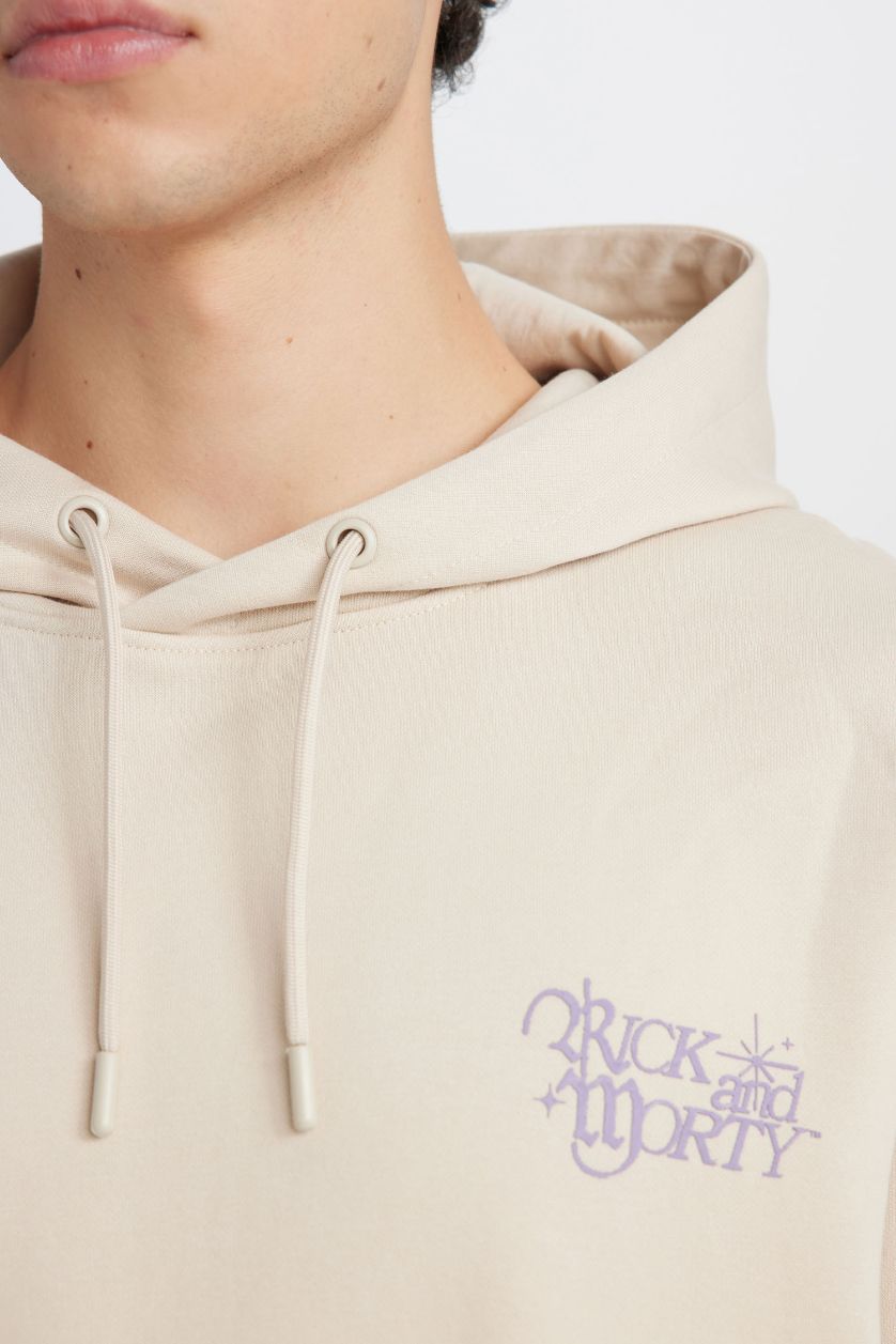 MAN Stone Rick and Morty Boxy Fit Printed Hoodie