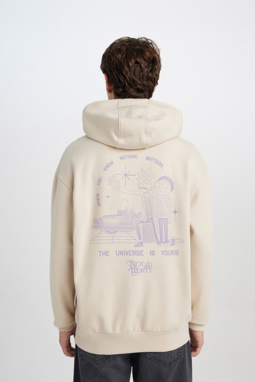 MAN Stone Rick and Morty Boxy Fit Printed Hoodie