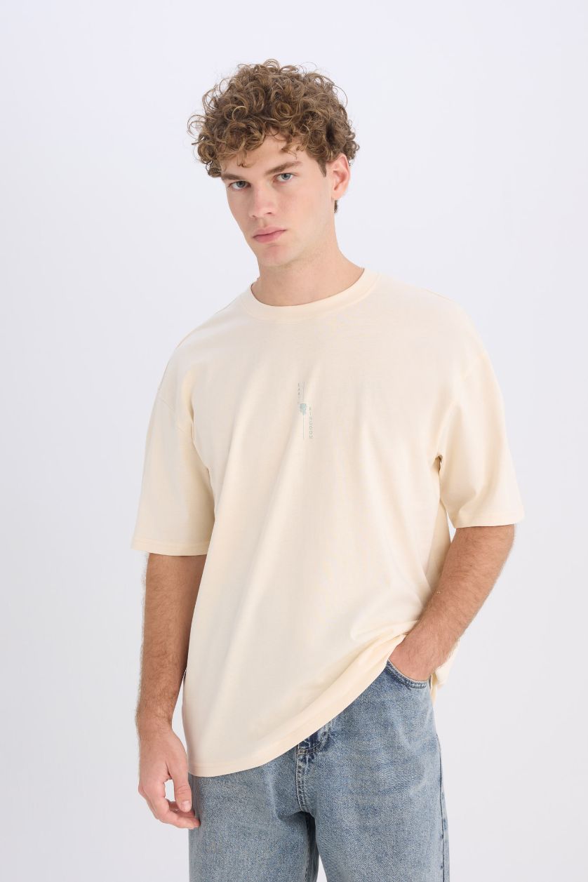 Erkek Taş %100 Pamuk Avatar the Last Airbender Boxy Fit Bisiklet Yaka Sırt Baskılı Kısa Kollu Tişört